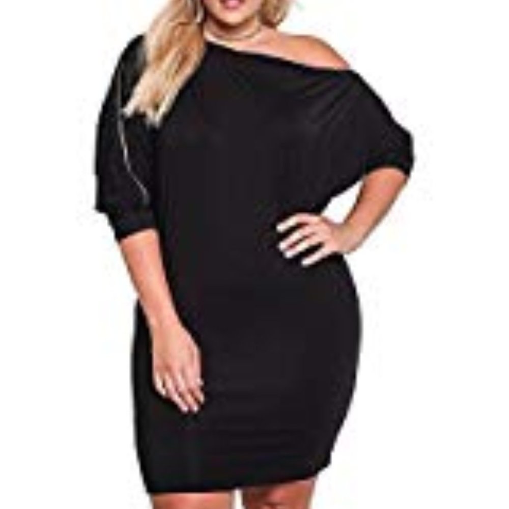 HOOYON Plus Size Dress Women's Off Shoulder Short